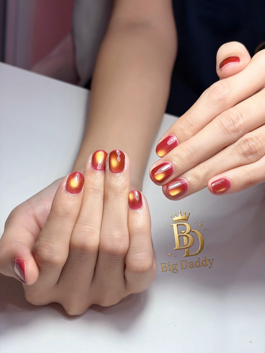 Gold and black geometric nails