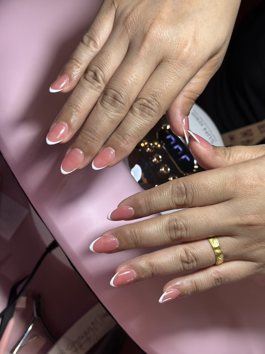 Classic French tip almond nails